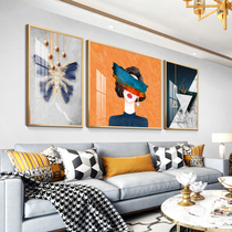 Character living room decoration painting modern simple light luxury sofa background wall painting Nordic atmosphere crystal porcelain triple hanging painting