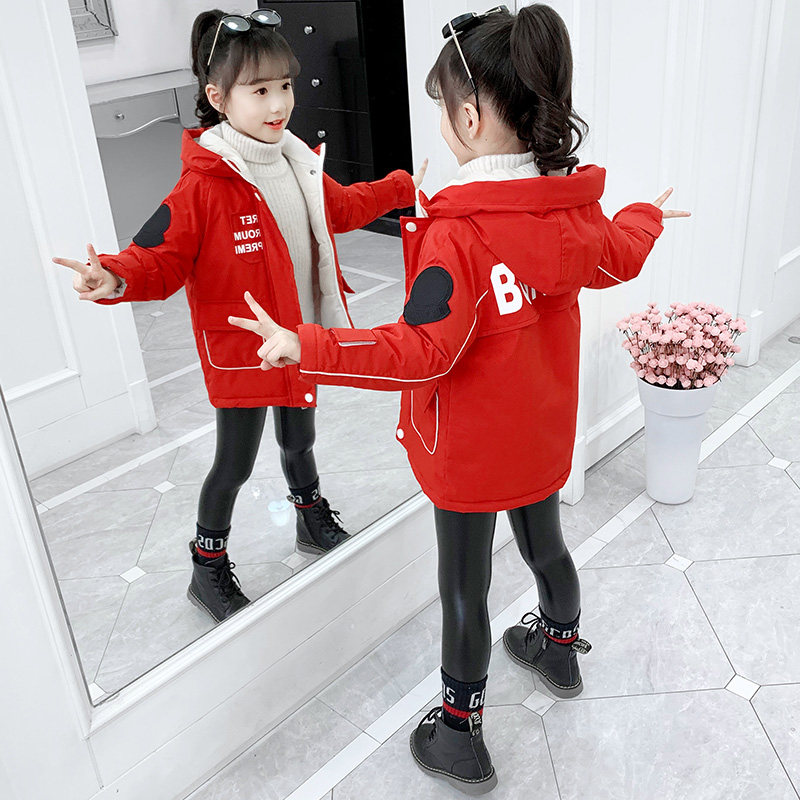 Girl Cotton Coat Jacket 2021 New Korean Version Children Thicken CUHK Children's Clothing Winter Loose Cotton Padded Jacket Cotton Clothing