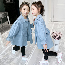 Girl coat spring and autumn 2020 Autumn New Korean version of the childrens princess style in the long style of foreign wind coat tide