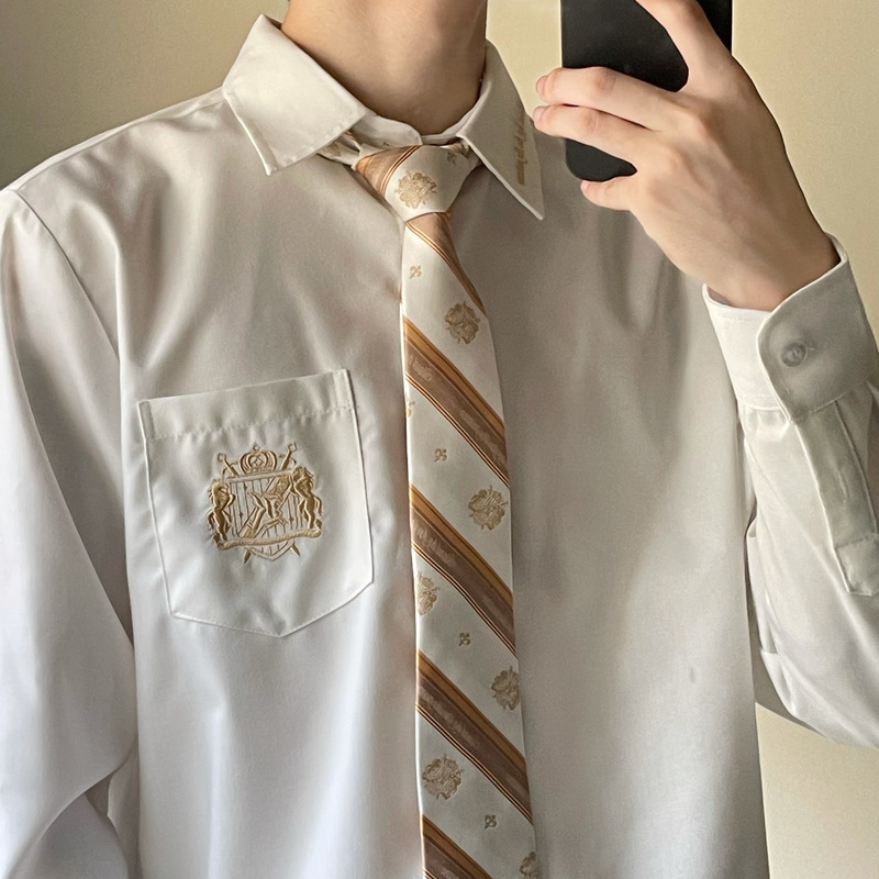 【Knight's Declaration】In the Name of God|Dk Men's White Japanese-Style Short-Sleeve and Long-Sleeve Shirts Come with a Matching Tie 【Knight's Declaration】In the Name of God|Dk Men's White Japanese-Style Short-Sleeve and Long-Sleeve Shirts Come with a Matching Tie