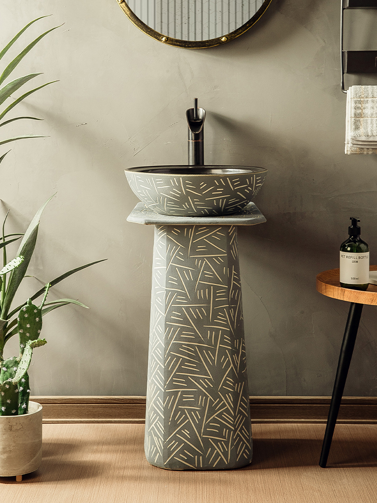 Column basin Wash basin Integrated floor-to-ceiling industrial wind vertical washbasin Outdoor pool Small apartment outdoor courtyard