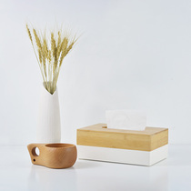 Japanese desktop bamboo wood tissue box storage box paper home living room simple napkin removable storage box