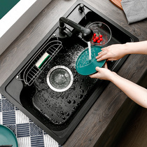 Alori imported Korean quartz stone sink large single tank ladder washing basin Kitchen granite household under-table basin