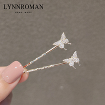 Head hairclip Korean elegant imitation crystal butterfly hairclip temperament bangs side clip Girl clip top clip hairpin
