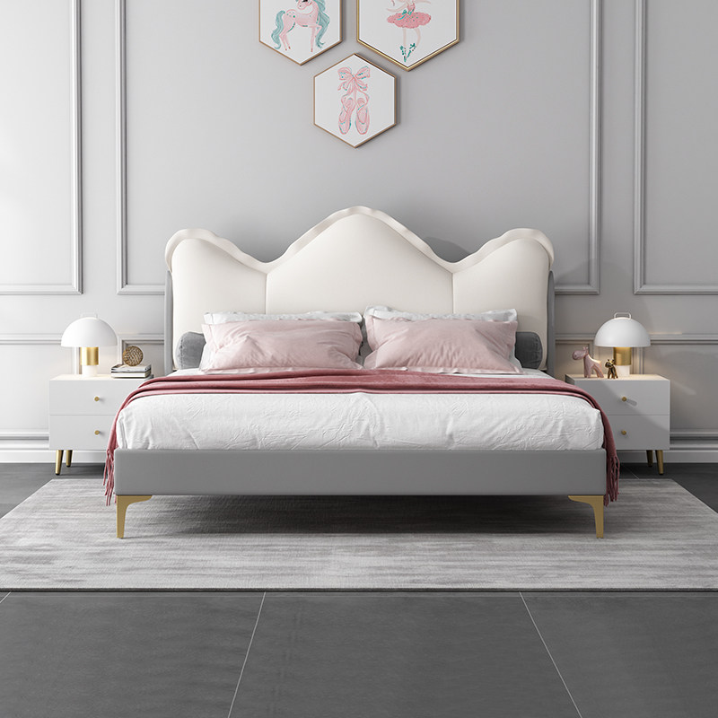 Minimalist modern nanotech cloth children solid wood bed cloth art bed 1 35 m girl 1 2m single bed princess bed