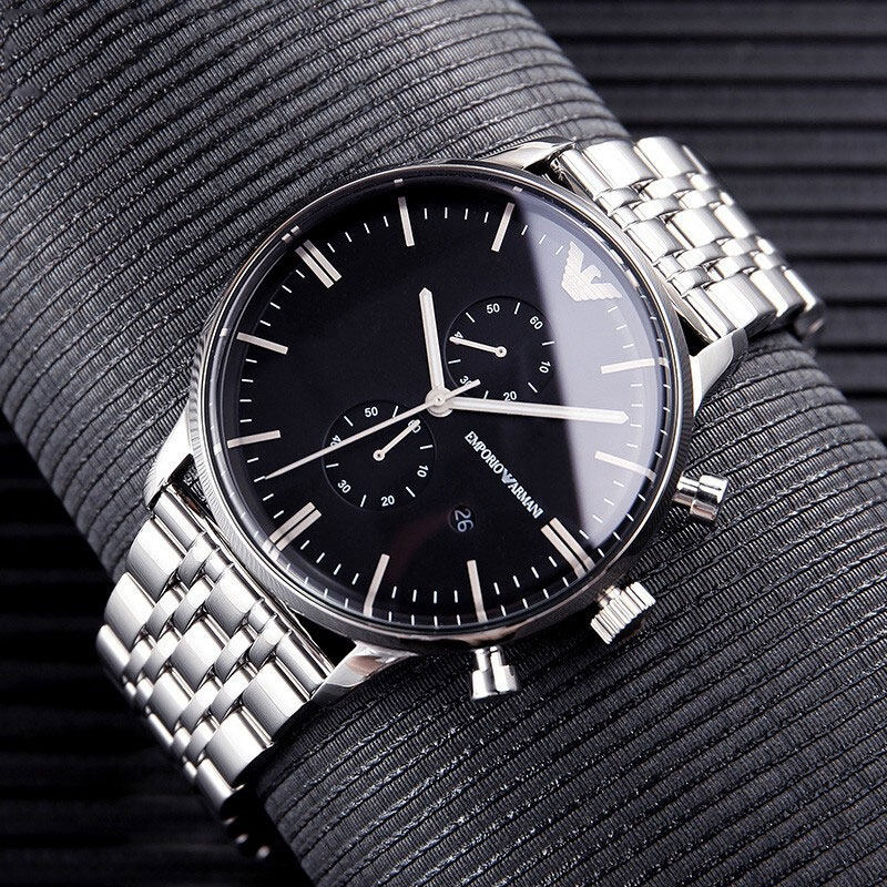 Yamanini Watches Man Armani AR0389 Gold City Martial black disc steel band waterproof quartz male watch