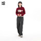 nome ຂອງແມ່ຍິງ burgundy ສີກົງກັນຂ້າມ cat hooded woolen ເສື້ອທີເຊີດ sweater ສັ້ນກະທັດຮັດເຫມາະພາກຮຽນ spring ແລະດູໃບໄມ້ລົ່ນບາງ WGPC0455