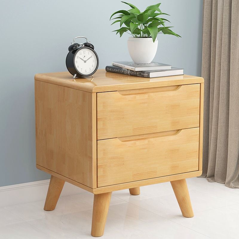 Solid wood bed head cabinet modern minimalist net red bedroom simple day style mini-bedside cabinet rubber wood bed head cabinet solid wood-Taobao