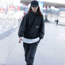 SANDRO VENETA STARS WITH THE SAME AUTUMN WINTER SPORTS CASUAL SWEATSHIRT SUIT WOMEN LOOSE TOOLING TWO SETS