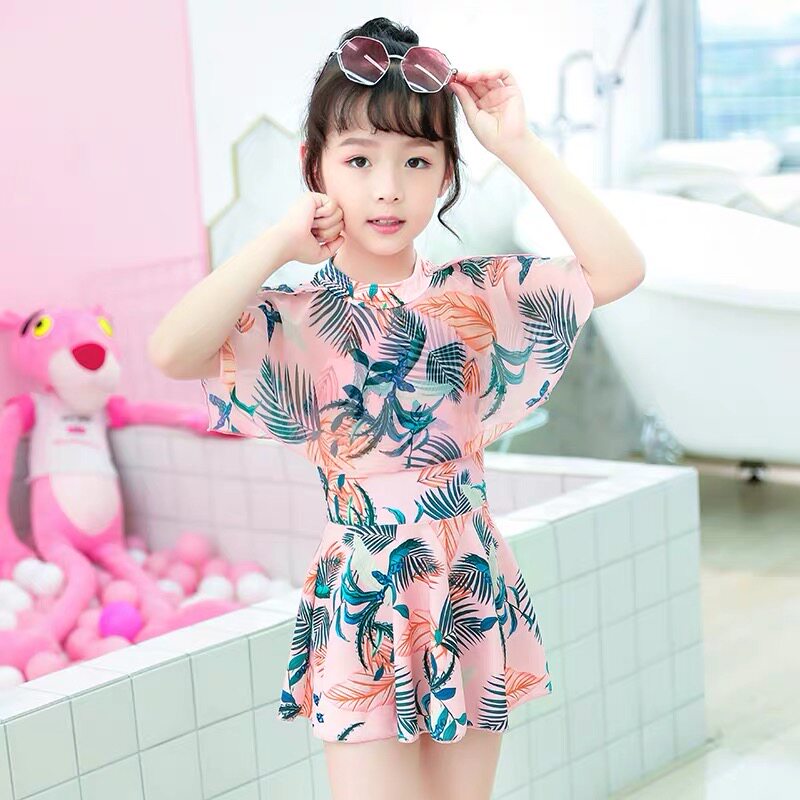 Swimsuit Children girl girl skirt baby middle and large cute students holiday hot spring conjunction swimsuit