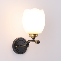 New Chinese wall lamp All copper living room lamp Modern TV background wall lamp Bedroom bedside lamp Zen Chinese style lamp