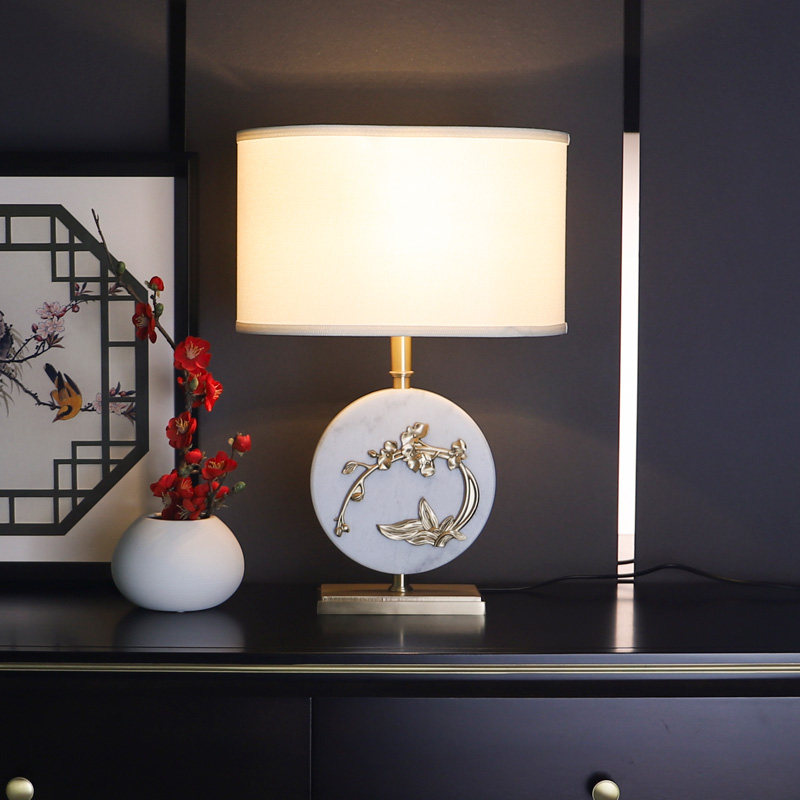 New Chinese all-bronze table lamp Living room vintage book Room Bedroom Bedroom Headlights Classical Zen Luxurious Luxurious National Wind Lamps