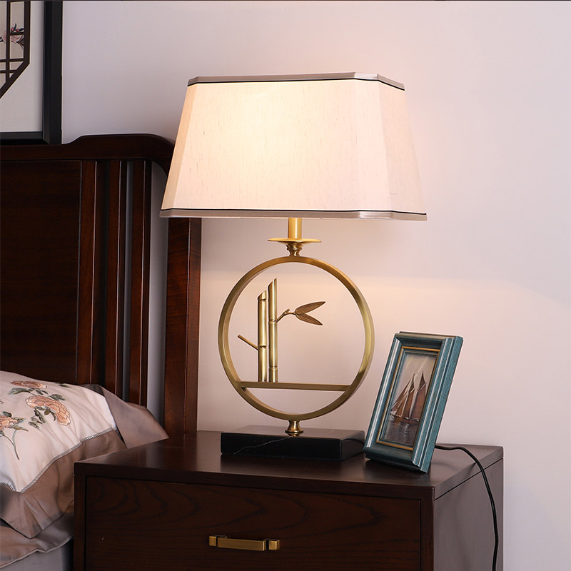 New Chinese style all copper table lamp room atmosphere lamproom room bedroom bedhead lamp villa bamboo Chinese wind lamp