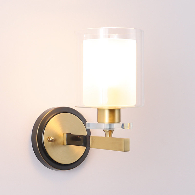 New Chinese style wall lamp all copper living room lamp modern TV background wall lamp bedroom bedside lamp Zen Chinese style lamps