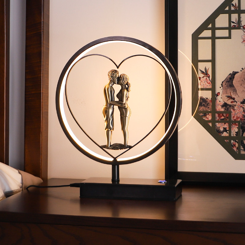 New Chinese table light bedroom all-copper home Romantic Cozy Living Room Creativity Brief Modern Zen's Wedding Table Light