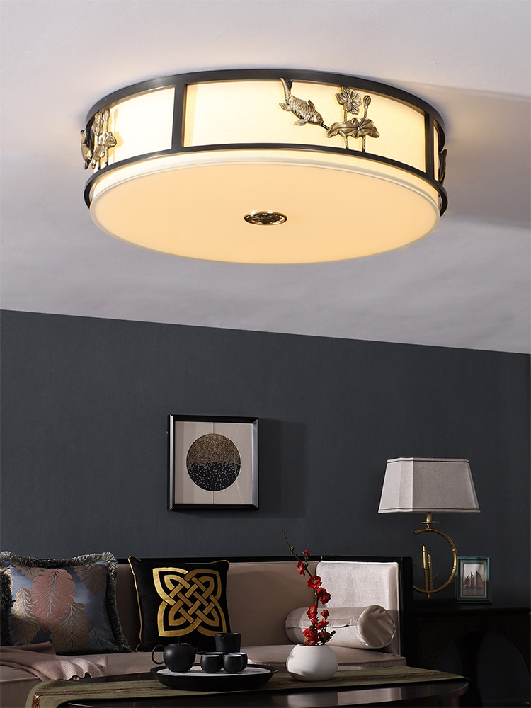 New Chinese ceiling lamp All copper living room lamp Flower fish decorative bedroom lamp Chinese style magpie black Phnom Penh dining room lamp