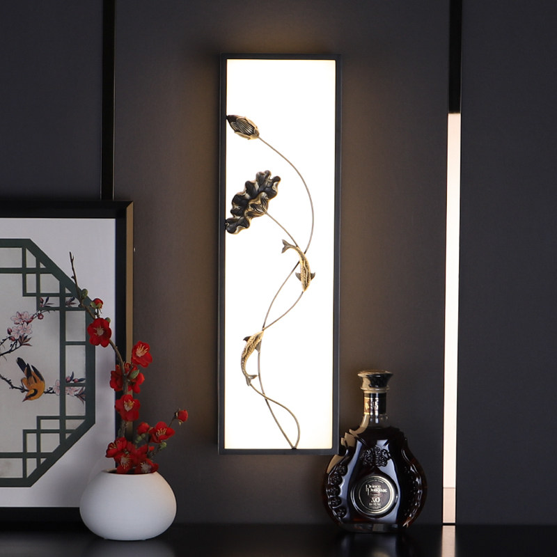 New Chinese Living Room Full Copper Wall Lamp Designer Zen Meaning Dining Room Background Wall Lamp China Wind Bedroom Headboard Wall Lamp