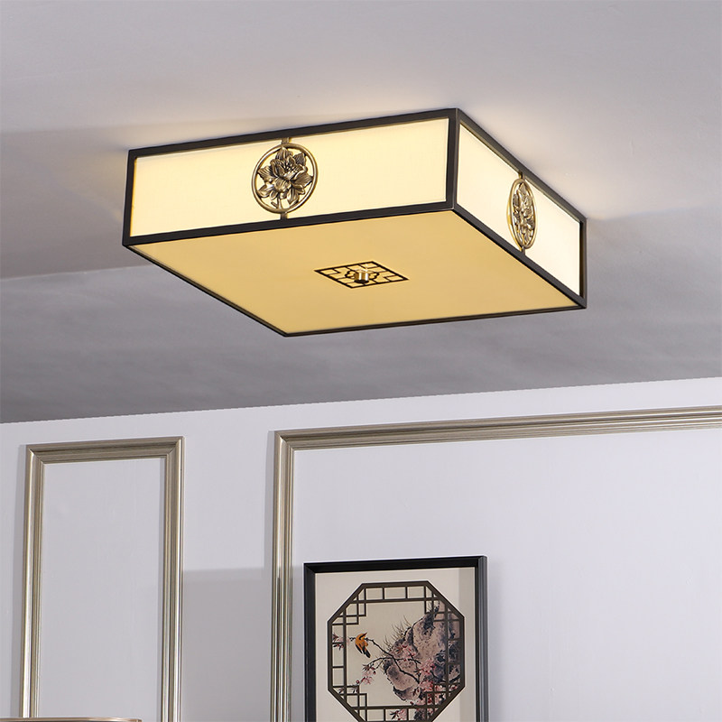 New Chinese suction ceiling lamp full copper living room lamp plum flower decoration bedroom light Chinese wind pure copper color dining room lamp