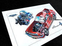 Ford Mustang Mustang 1965 vintage sports car car structure wall chart poster decorative painting