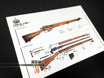 World War II British No 4 Mk I Rifle Firearms Structure Diagram Weapon Knowledge Wall Chart Poster Decorative Painting