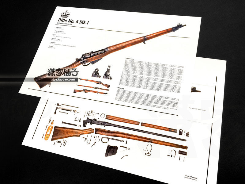 World War II British No 4 Mk I rifle firearms (collection) weapon knowledge wall chart poster decoration painting