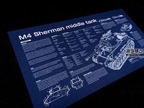 World War II US M4 Medium Tank Sherman M4 Sherman Structure Drawing Blueprint Poster Decorative Painting