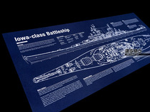 World War II US military ship Iowa-2 Iawa battleship structural blueprint wall chart poster decorative painting