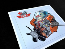 Turbo Engine Turbo Jet 427 Old Car Car Engine Structure Diagram Poster Decorative Painting