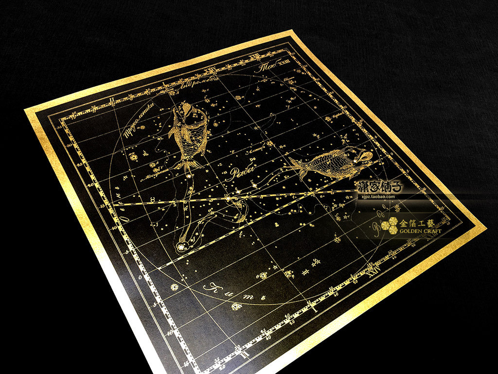 Pisces 12 constellations ins wind universe celestial body picture gold leaf poster decorative painting