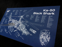 Ka-50 Card 50 Black Shark Ka50 Alligator Armed Helicopter Structural Drawing Blueprint Poster Decorative Painting