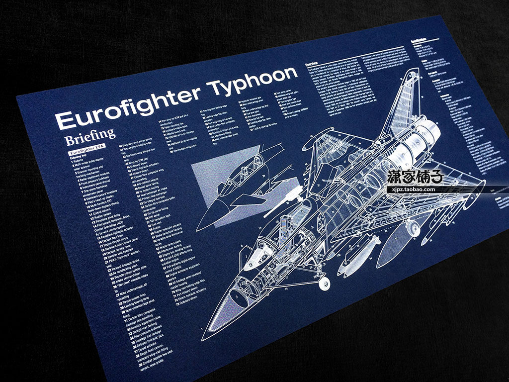 Eurofighter Typhoon European Typhoon Fighter Structural Blueprint Hanging Poster Decorative Painting