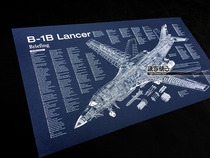 B- 1B Lancer B1B Transformed Swept Wing Strategic Bomber Blueprint Structure Diagram Poster Decorative Painting