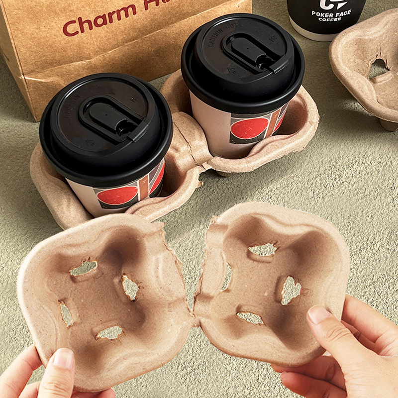 Cup Toto disposable coffee milk tea Packaged Bottom Seat Drinks Drink Takeaway Packaged Pulp Single Double Four Cups Mat-Taobao