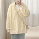 Cream yellow coat women's spring and autumn 2024 new hooded sweatshirt loose Korean style cardigan sweatshirt zipper top