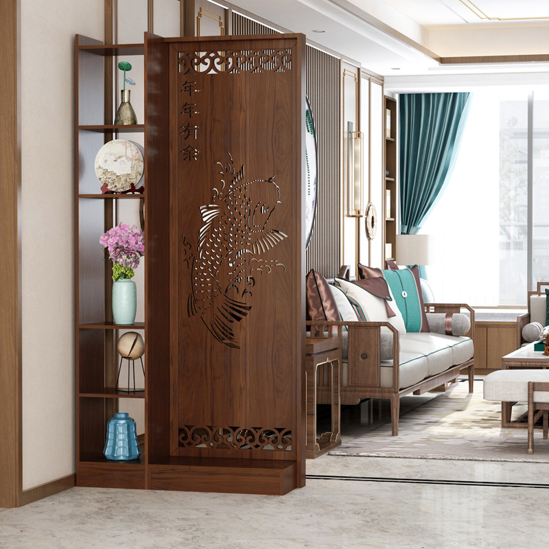 Chinese-style wooden multi-layer screen partition living room porch hotel bedroom simple modern hollow study semi-small household