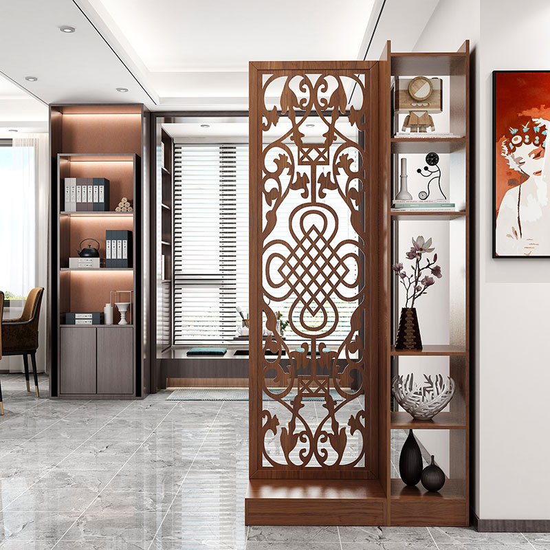 New Chinese-style screen partition living room bedroom hotel office simple modern seat screen mobile solid wood decoration porch