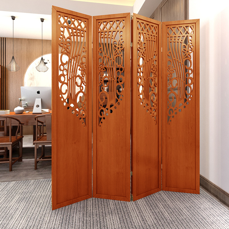 European-style new screen partition living room bedroom hotel office simple modern folding movable wooden folding screen