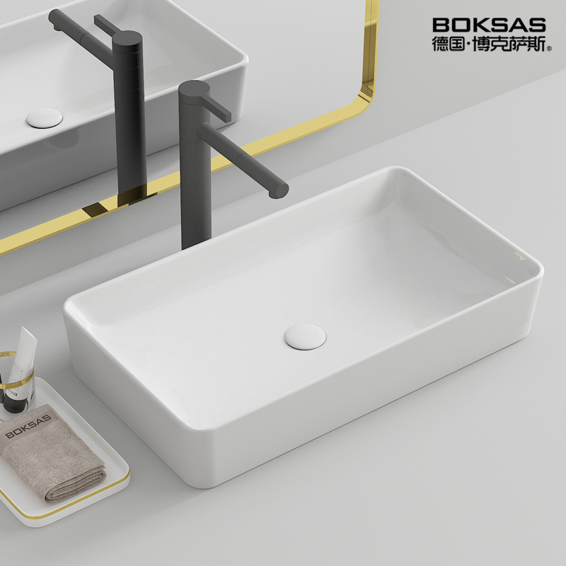 Boxas Nordic Ceramic Countertop Basin Square Black Home Makeup Room European Art Wash Basin