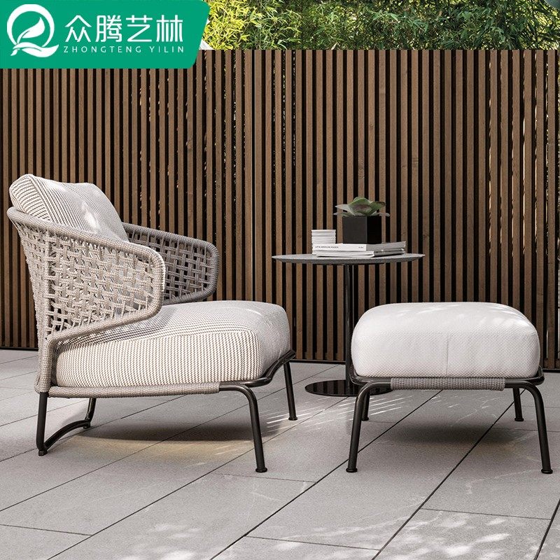 Balcony Fujii Chair Sofa Single Place Creativity Nordic Outdoor Rattan Sofa Tea Table Outdoor Patio Garden Casual Rattan Chair