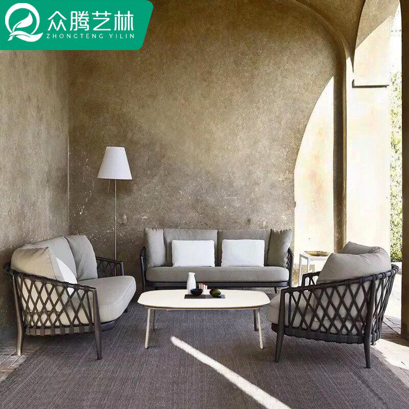 Nordic Outdoor Sofa Rope Choreography Patio Garden Creatives Innate Living-room Outdoor Leisure Balcony Rattan Chairs Sofa Combinations