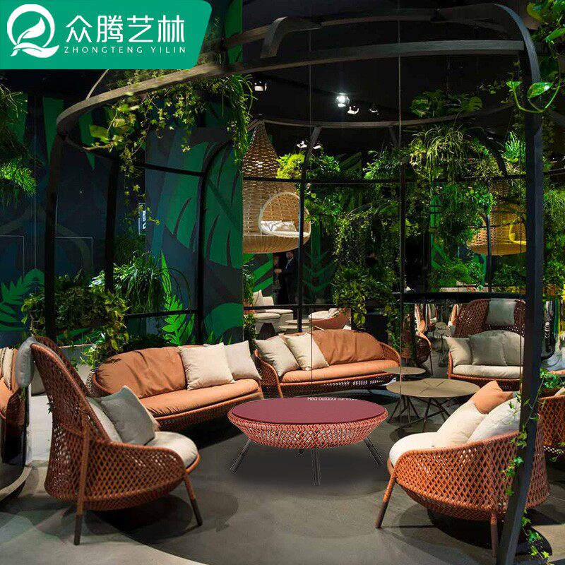 Nordic Outdoor Rattan Sofa Waterproof Sunscreen Villa Terrace Garden Outdoor Leisure Round Vine Chair Comb