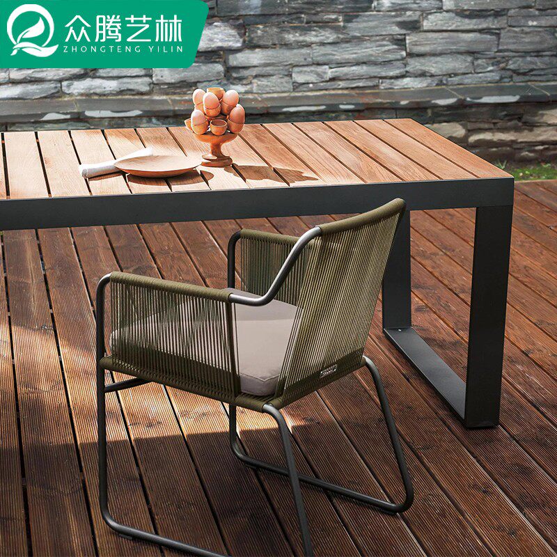 Outdoor Casual Table And Chairs Combined Patio Garden Balcony rattan Vine Chair Embalming Wood Creative Designer Outdoor Rope choreography