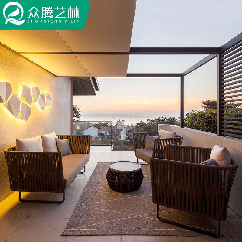 Nordic Outdoor Rattan Sofa Patio patio Garden Balcony Rattan room for double digit Fujisie sofa outdoor open-air rattan furniture