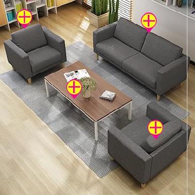 Cafe combination studio office business reception sofa cloth art sofa tea table 1.7 meters long European household
