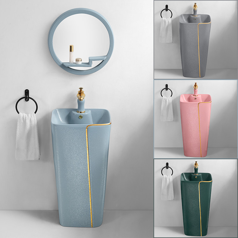 Metsenda light luxury column basin integrated ceramic wash basin bathroom washbasin creative color hotel homestay