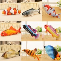 Jumping shrimp toy pillow gift cute doll creative crucian carp plush pet relief cat electric doll swing