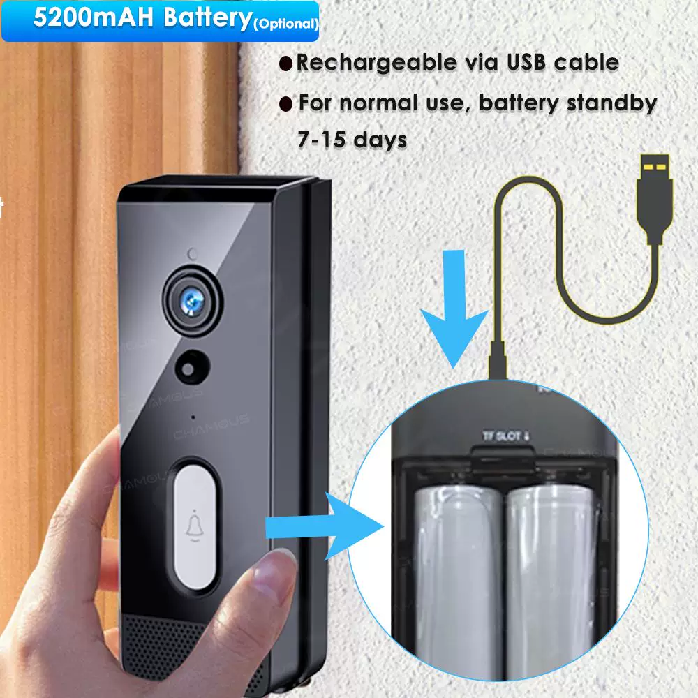 Wi‑Fi уличный дверной звонок Tuya Video DOORBELL WATERPROF IP65 В