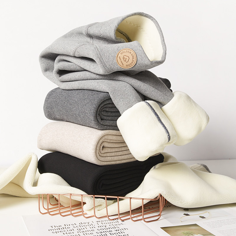 Girls leggings autumn and winter plus velvet plus thick outside wearing foreign children's warm pants big children's integrated fleece baby girl cotton pants