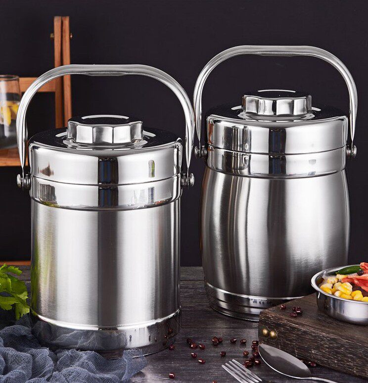 Stainless steel insulation soup bucket thickened household lunch box portable soup container takeaway soup pot office workers rice bucket pot