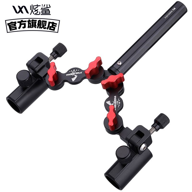 Great Shark Twin Cannon Bench Holder Fishing Box Fishing Bench Fishing Desk Multifunction Double Head Thickened Universal Adjustment Fishing Rod Holder